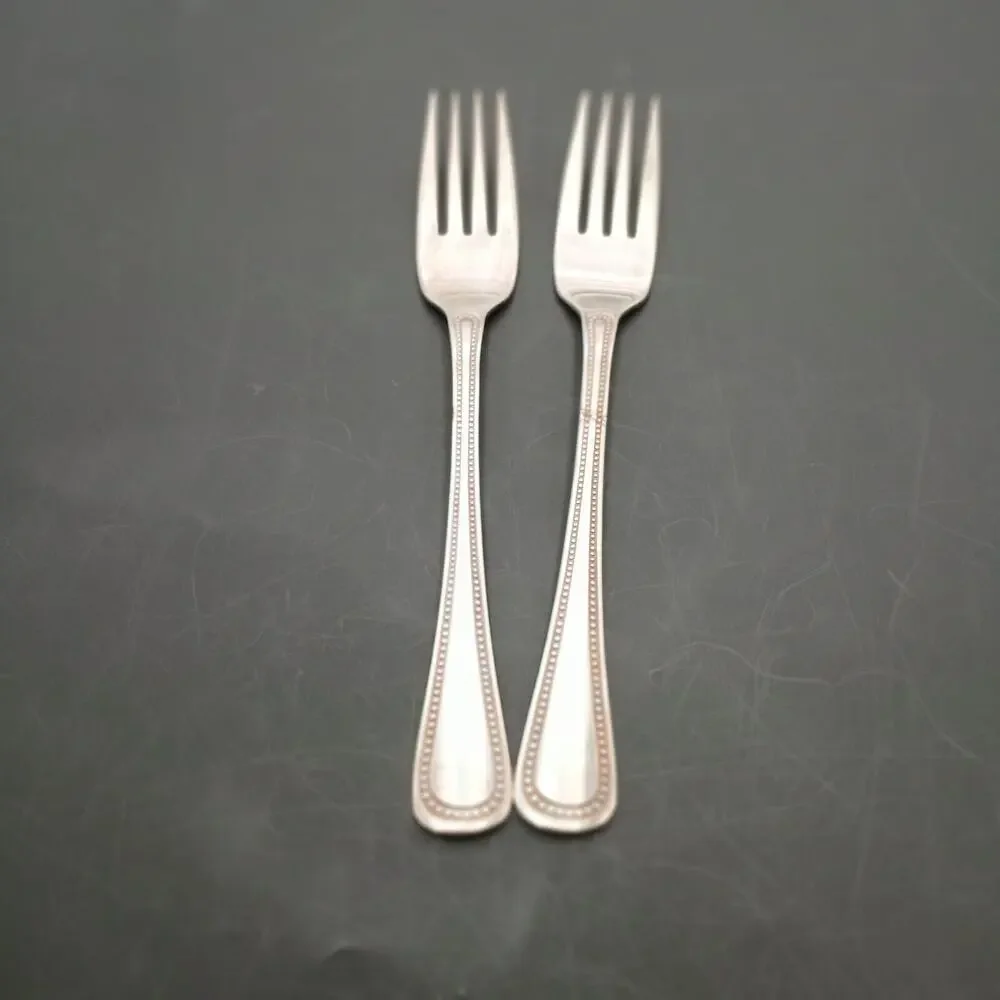 2 ONEIDA Community 1881 ROGERS NEEDLEPOINT Beaded ARTISTRY Salad Fork Stainless
